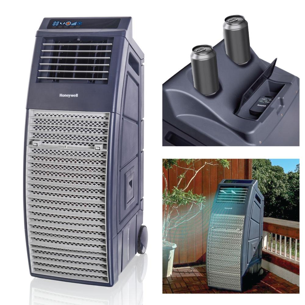 Honeywell CO301PC 969 CFM 590 sq. ft. Powerful Outdoor Evaporative Air Cooler with Beverage & Storage Compartment, Gray - Image 6