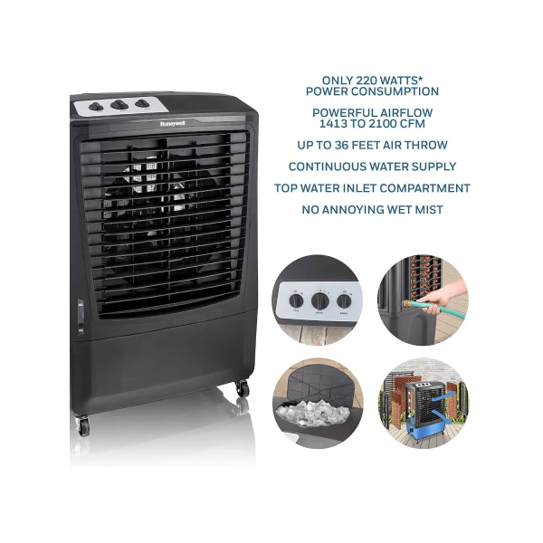 Honeywell CO610PM 2669CFM 1626 sq. ft. Outdoor Weatherproof Evaporative Air Cooler, Black - Image 3