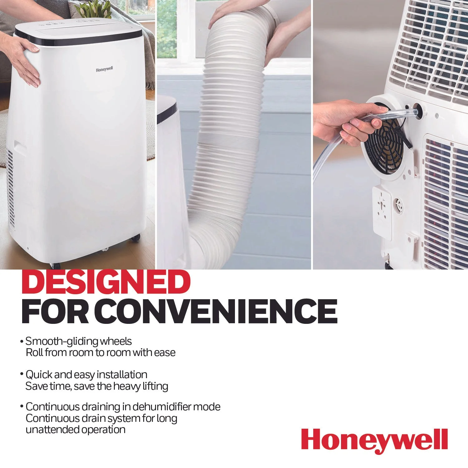 Honeywell HJ2CESWK8 12,000 BTU 550 Sq. Ft. Portable Air Conditioner with Dehumidifier & Fan, with Remote Control (Black/White) - Image 7