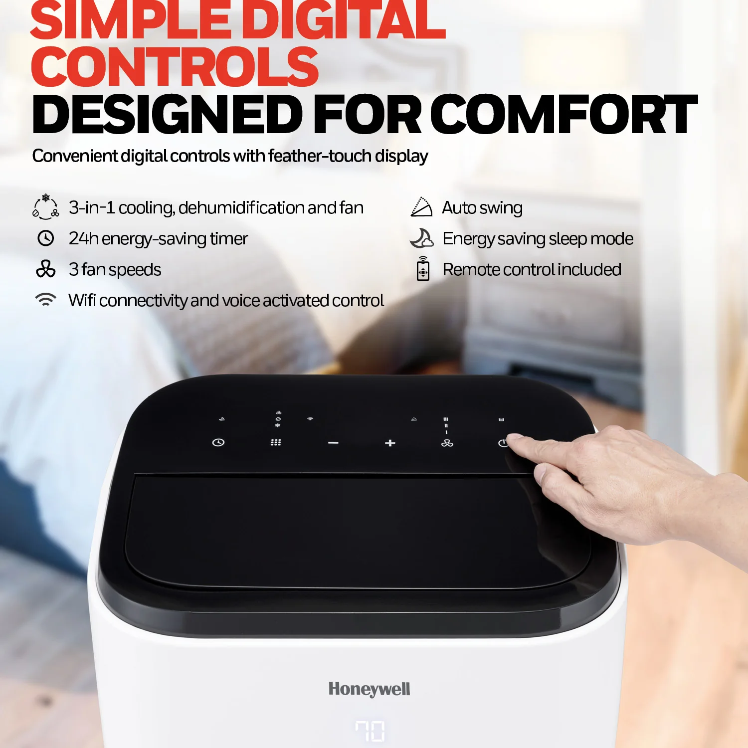 Honeywell HT4CESVWK0 14,000 BTU 700Sq. Ft. Smart Portable Air Conditioner, Fan, and Dehumidifier, with Wi-Fi and Voice Control - Image 10