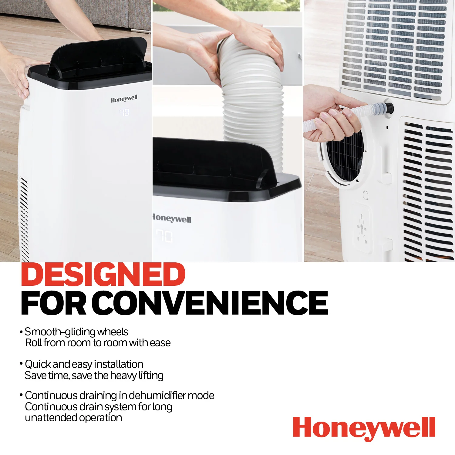 Honeywell HT4CESVWK0 14,000 BTU 700Sq. Ft. Smart Portable Air Conditioner, Fan, and Dehumidifier, with Wi-Fi and Voice Control - Image 4