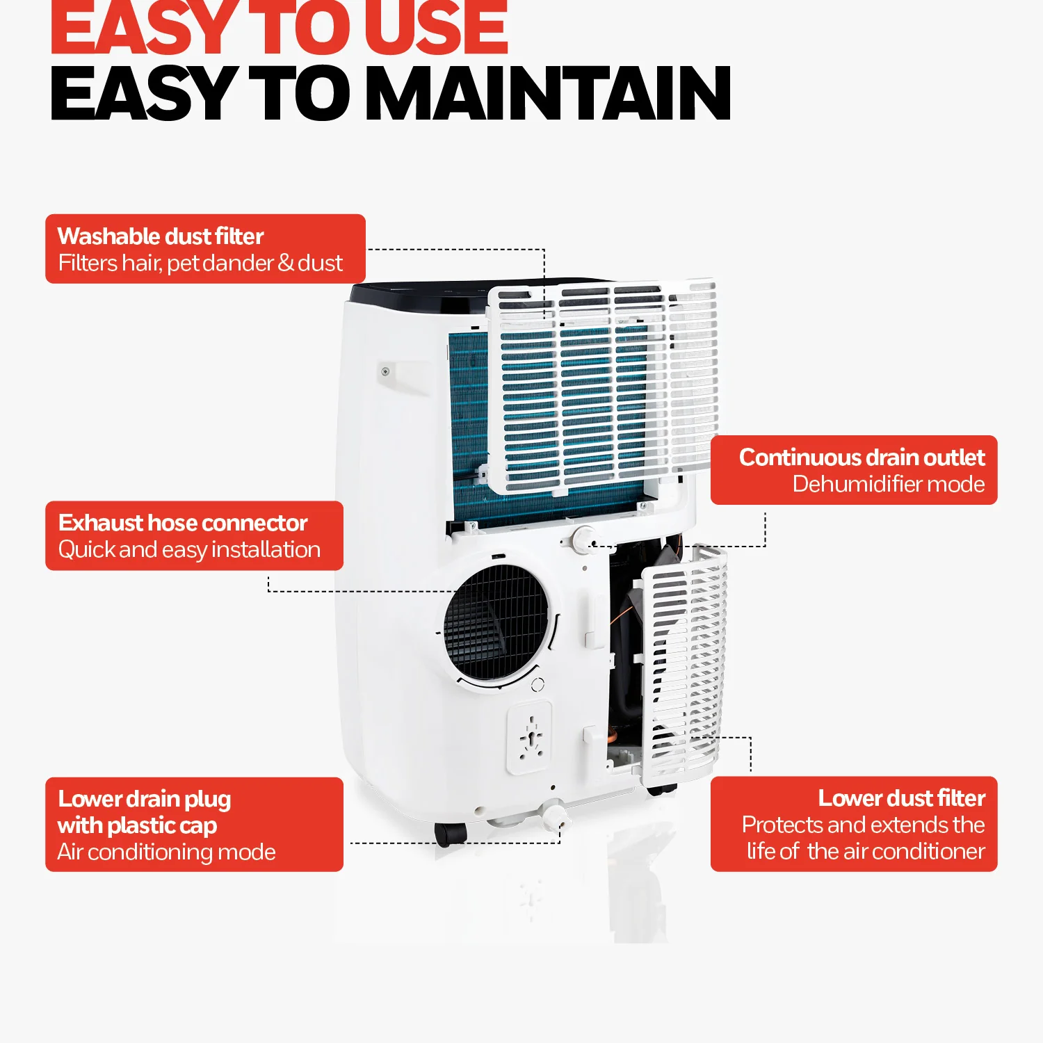 Honeywell HT4CESVWK0 14,000 BTU 700Sq. Ft. Smart Portable Air Conditioner, Fan, and Dehumidifier, with Wi-Fi and Voice Control - Image 5