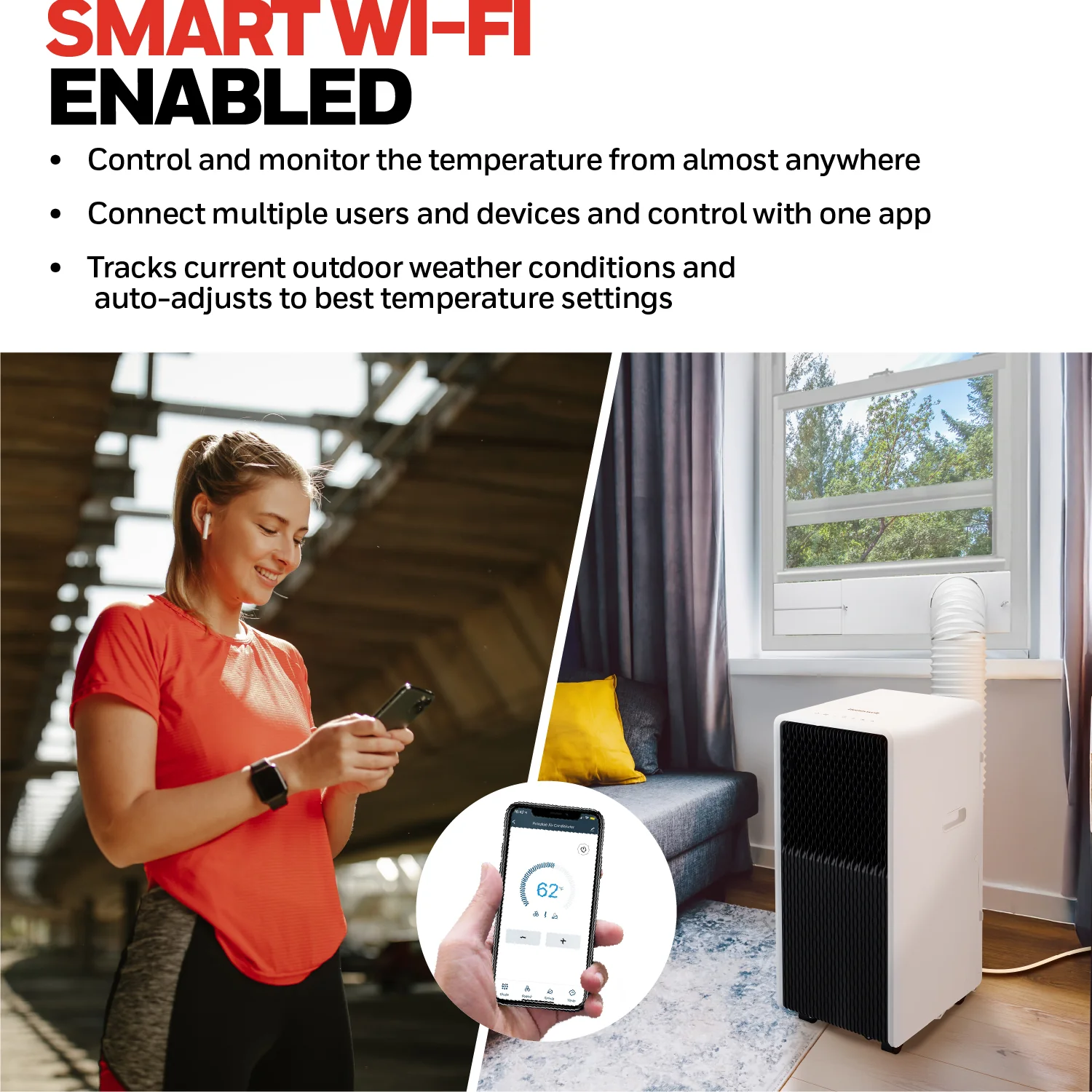 Honeywell HX4CESVWG0 10000 BTU, 660 Sq. Ft. Slim & Smart WiFi Portable AC with Fan, Dehumidifier, Alexa/Google Home Voice Control - Image 11