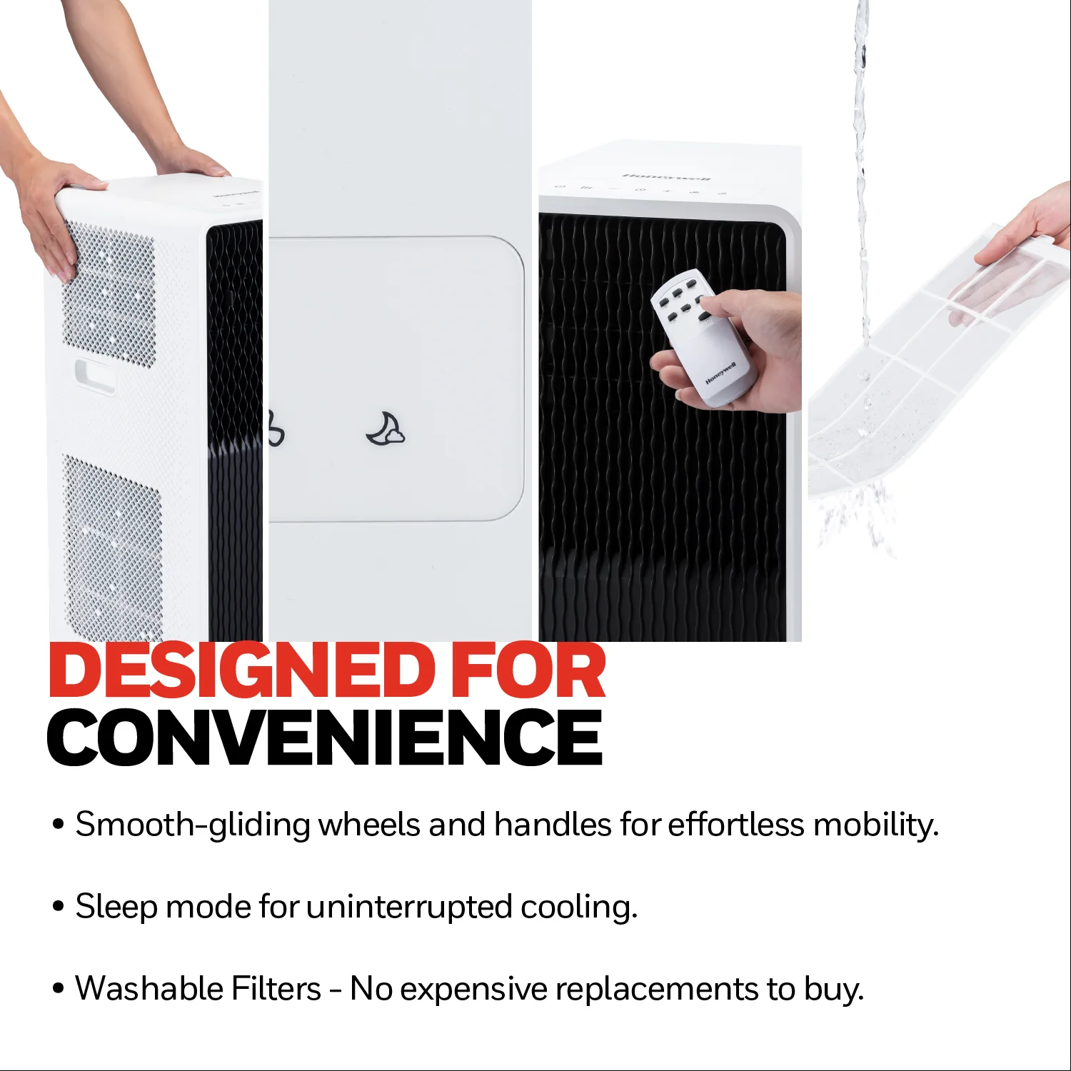Honeywell HX2CESAWG8 8000 BTU, 500Sq. Ft. Slim Portable Air Conditioner with Fan, Dehumidifier - Image 21