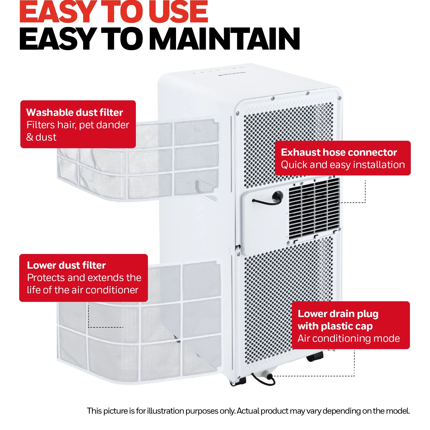 Honeywell HX2CESAWG8 8000 BTU, 500Sq. Ft. Slim Portable Air Conditioner with Fan, Dehumidifier - Image 18