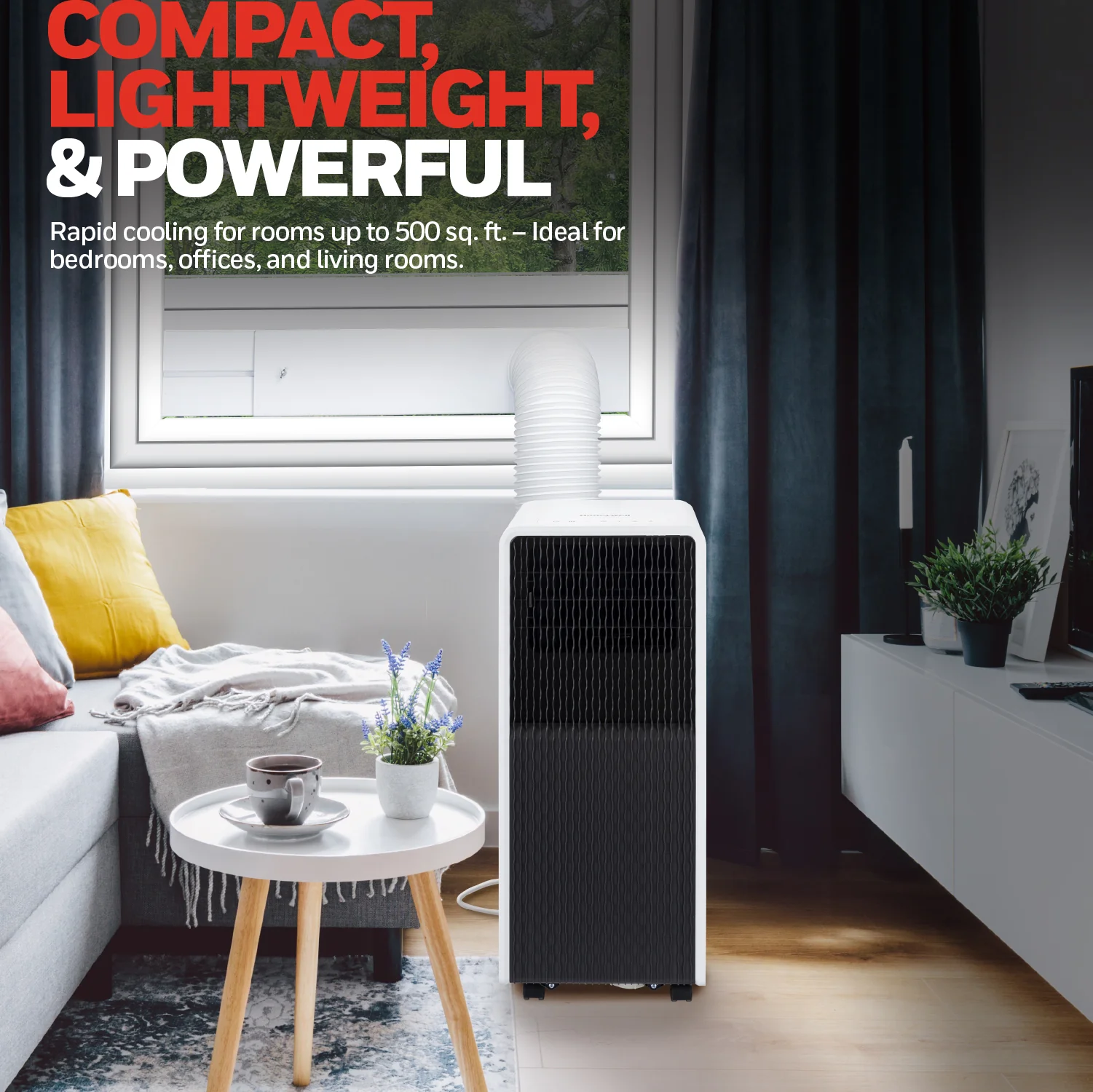 Honeywell HX2CESAWG8 8000 BTU, 500Sq. Ft. Slim Portable Air Conditioner with Fan, Dehumidifier - Image 15