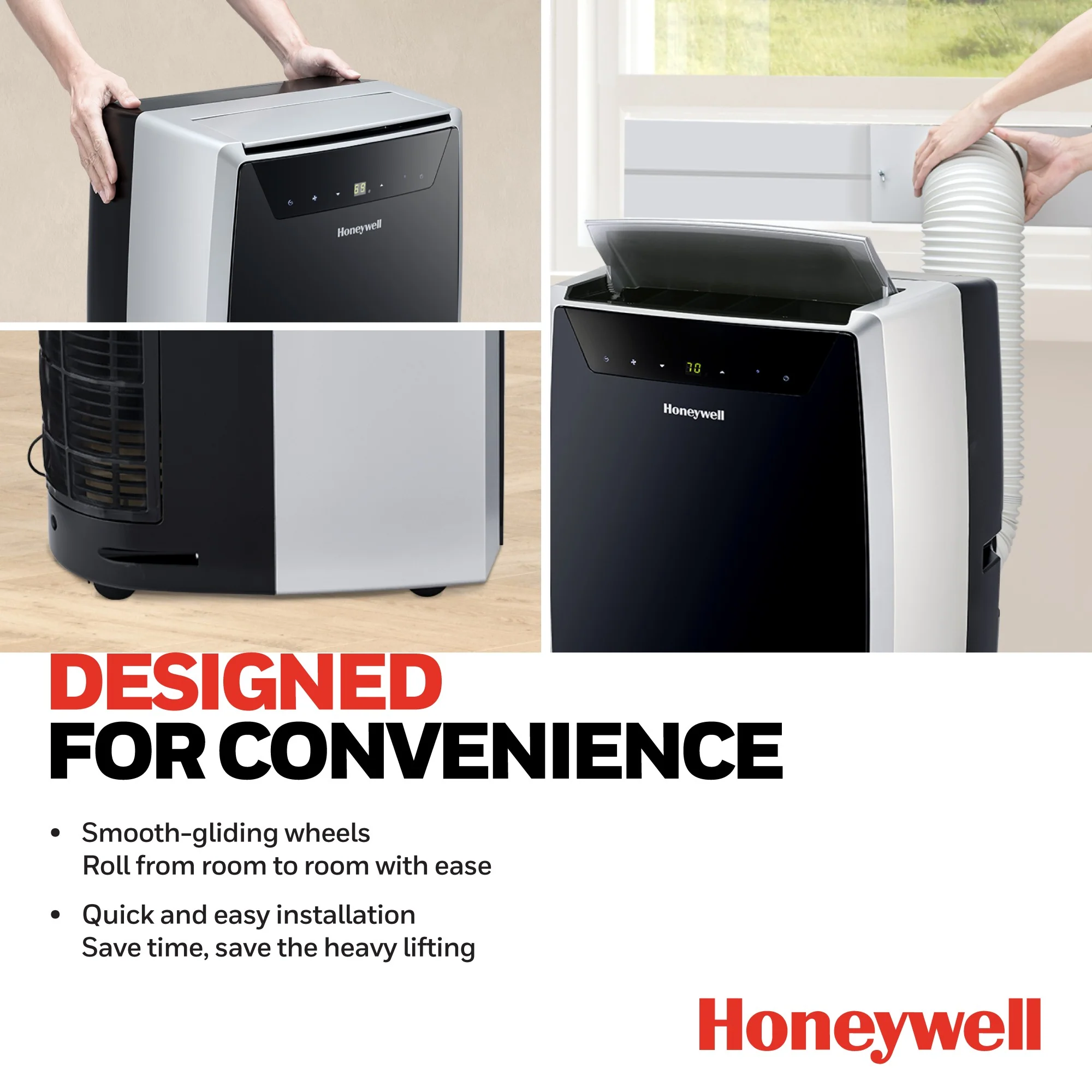 Honeywell MN4CFS0 14000 BTU 700 Sq. Ft. Portable Air Conditioner with Dehumidifier & Fan, with Drain Pan & Insulation Tape (Black-Silver) - Image 6