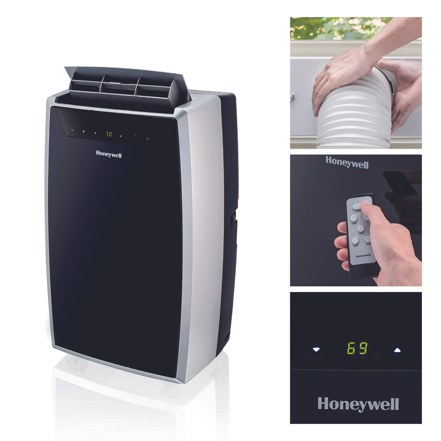 Honeywell MN4HFS9 14000 BTU 500-700 Sq. Ft. Portable Air Conditioner with Heating, Cooling, Dehumidifier & Fan, Black/Silver - Image 10