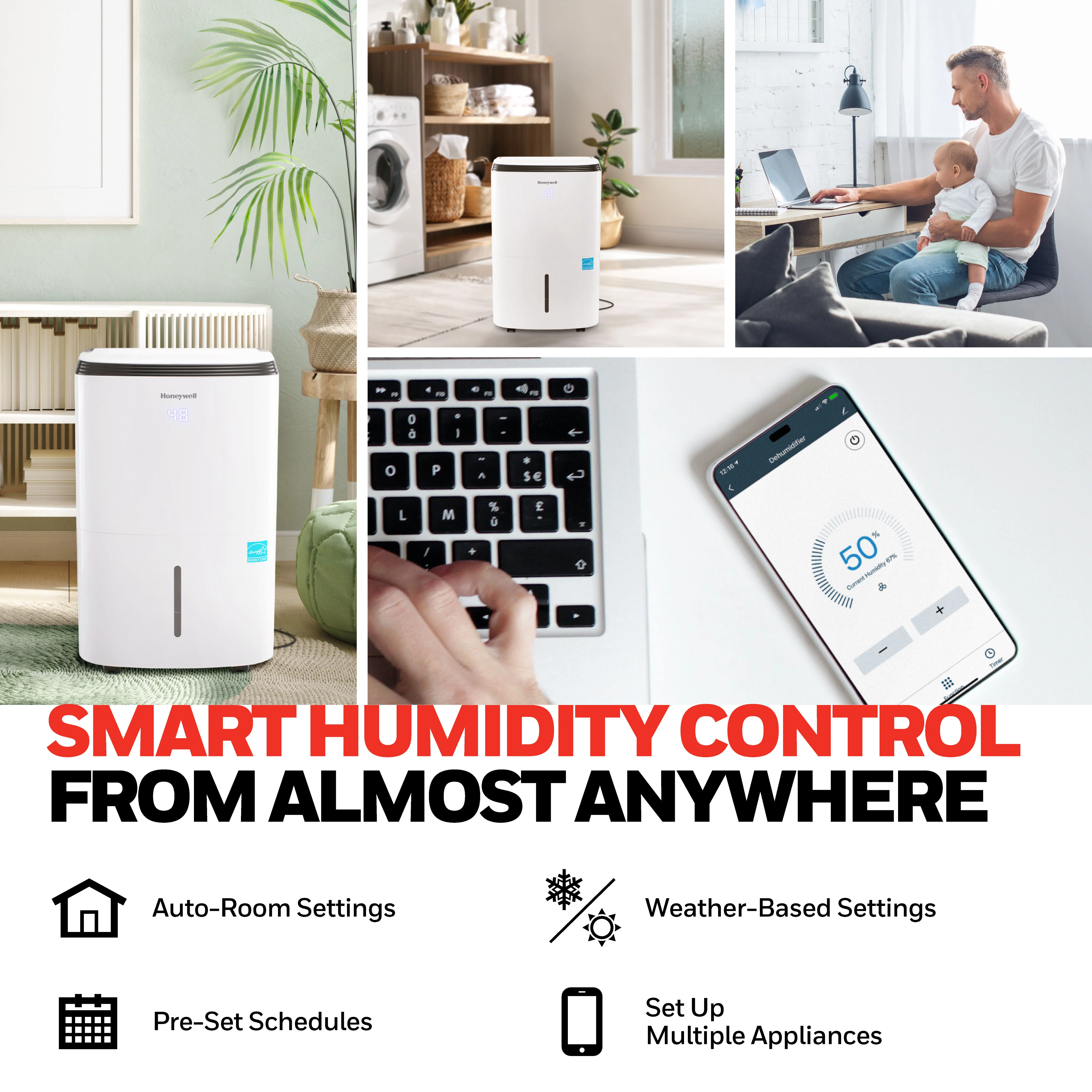 Honeywell TP50AWKNR 32 Pint (50 Pint DOE 2019 Standard) Smart Dehumidifier with Alexa Voice Control, White - Image 8