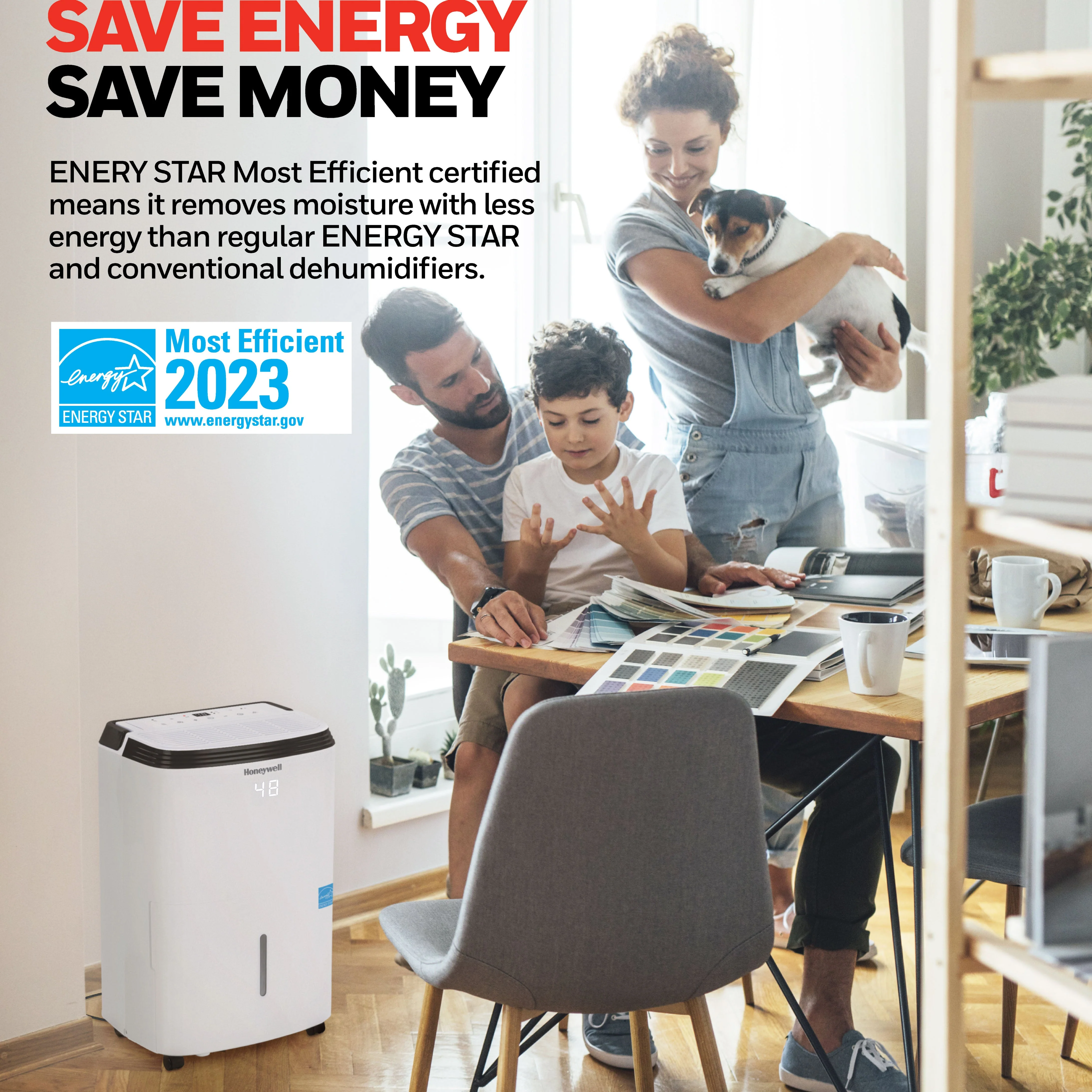 Honeywell TP70WKN 50 Pint (70 Pint 2019 DOE Standard) Energy Star Portable Dehumidifier with Mirage Display - Image 5
