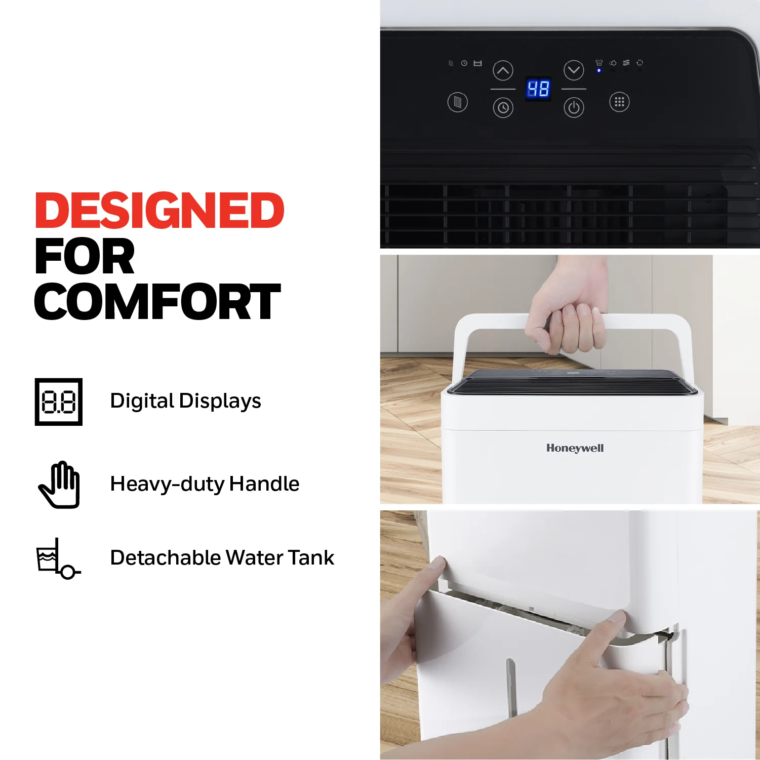 Honeywell TPFIT32AWK 32 Pint Smart Portable Dehumidifier with Alexa Voice Control, White - Image 11