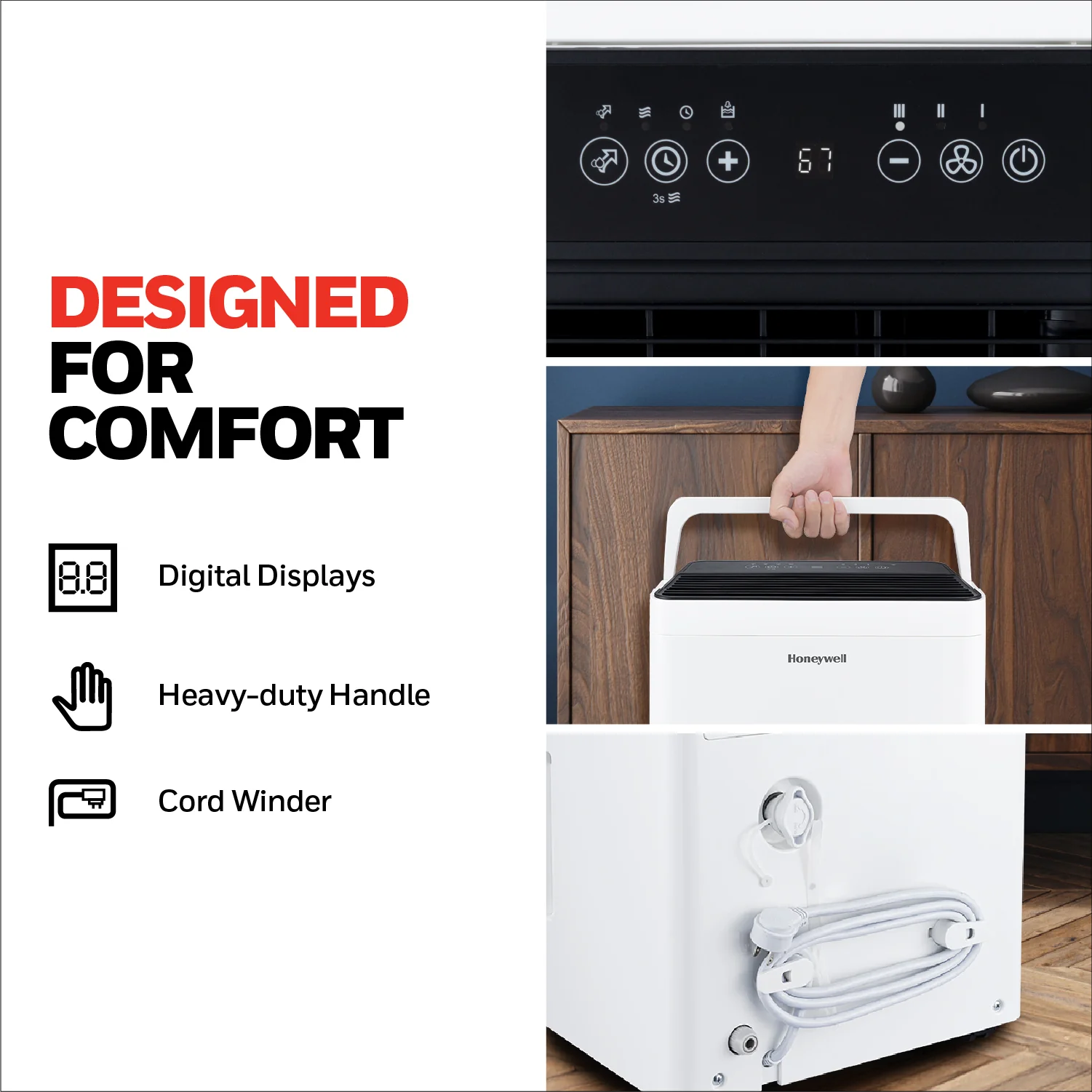 Honeywell TPFIT50PWK 50 Pint Energy Star Portable Dehumidifier with Pump, White - Image 6