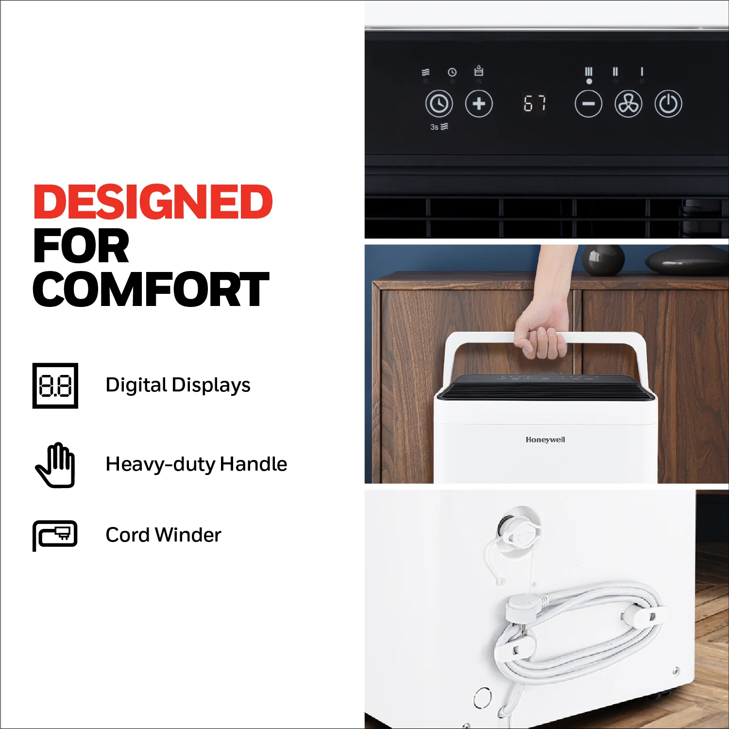 Honeywell TPFIT50WK 50 Pint Energy Star Portable Dehumidifier, White - Image 4