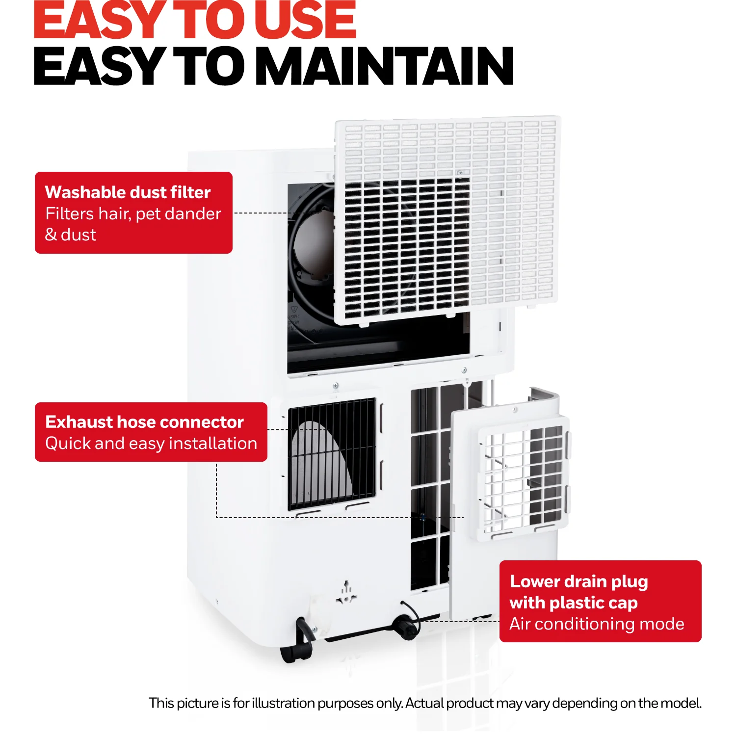 Honeywell HW4CEDAWW0 14,000 BTU (ASHRAE) Compact Portable Air Conditioner with Dehumidifier & Fan - Image 3